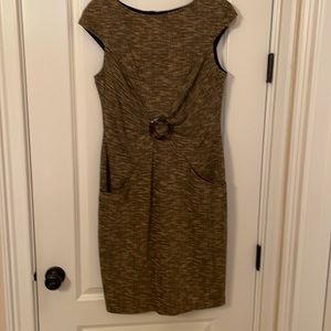 David Meister brand new size 10 brown/black/cream dress with pockets